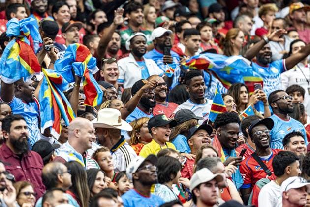 RECORD DATE NOT STATED Portugal faces DR Congo in their opening match of Group K at the 2026 World Cup. Houston, Texas (USA), 06 17 2026 - FIFA World Cup, WM, Weltmeisterschaft, Fussball 2026 Portugal Democratic Republic of Congo Football USA Fans at a match between Portugal and the Democratic Republic of Congo, valid for the first round of Group K of the FIFA World Cup 2026, held at NRG Stadium in Houston, Texas, United States, on Wednesday, June 17, 2026.(Foto: Pedro Paulo Diaz Thenews2 imago images) SPO  Copyright: xPedroxPauloxDiazx