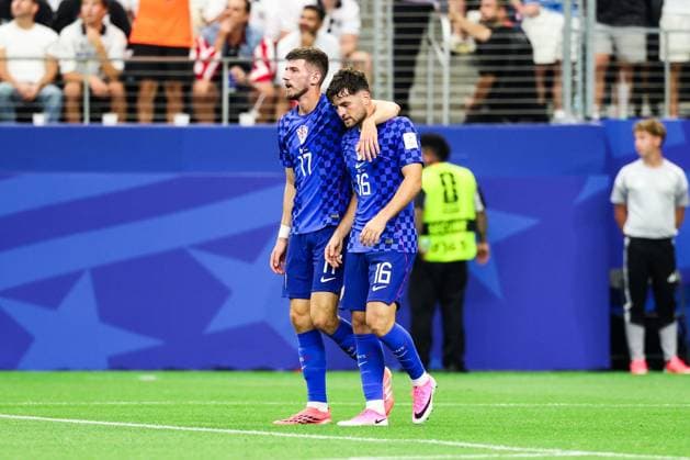 RECORD DATE NOT STATED FIFA World Cup, WM, Weltmeisterschaft, Fussball 2026 - Group L - England v Croatia Martin Baturina player of Croatia celebrates his goal during the match between England and Croatia in the first round of Group L of the 2026 FIFA World Cup group stage at Dallas Stadium, in Texas, United States, on Wednesday, June 17, 2026.(Foto: William Volcov Brazil Photo Press IMAGO) Sports Arlington TX United States of America Copyright: xWILLIAMxVOLCOVx