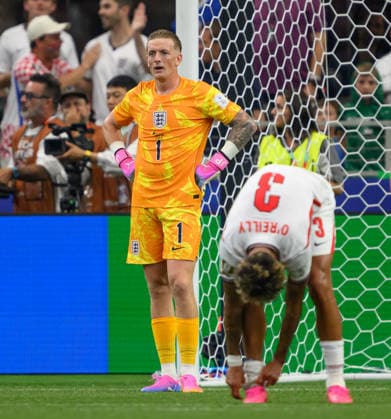17 June 2026 - England v Croatia - Dallas Stadium - 2026 World Cup - USA. 17 June 2026 - England v Croatia - Dallas Stadium - 2026 World Cup - USA. Jordan Pickford dejected for England after conceding a goal. Picture : Mark Pain DALLAS USA  Copyright: xMarkxPainx