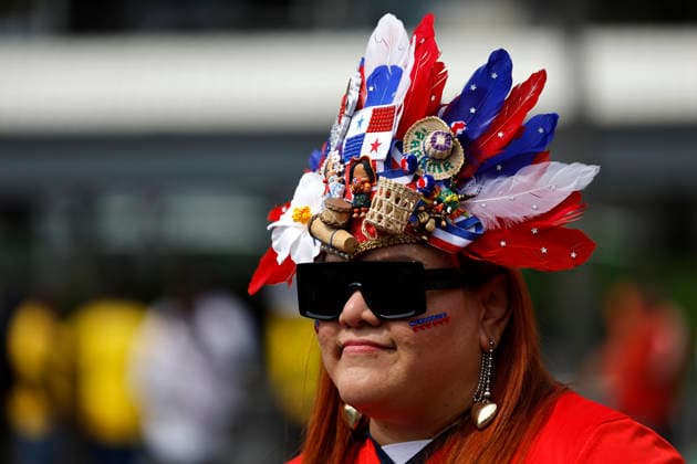 A Panama fan cheers on his team ahead of their 2026 FIFA World Cup, WM, Weltmeisterschaft, Fussball Group L match against Ghana in Toronto, Canada, 17 June 2026. Panama fans take to the streets on their way to Toronto stadium !ACHTUNG: NUR REDAKTIONELLE NUTZUNG!  Copyright: xBienvenidoxVelascox GR3440 0859404038st