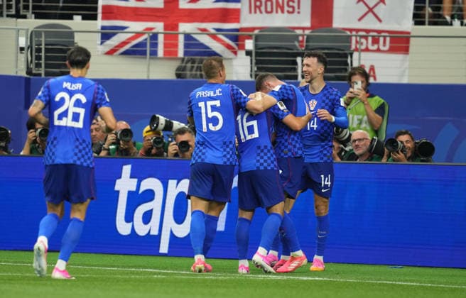 Martin Baturina of Croatia scores and celebrates his teams first goal during the England vs. Croatia match in Group L of the 2026 FIFA World Cup at Dallas Stadium in Arlington, United States, on June 17, 2026. Thor Wegner, DeFodi Images. Photo by DeFodi Images,detected_source_language