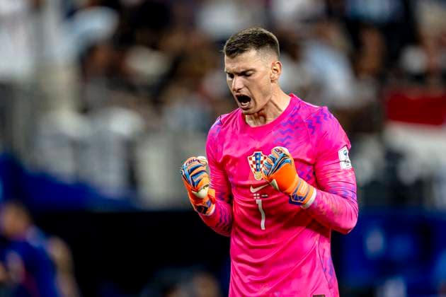 DALLAS Croatia goalkeeper Dominik Livakovic celebrates the 2-2 tie during the 2026 World Cup at AT&T Stadium on June 17, 2026, in Dallas, United States. Photo by Stefan Koops, EYE4IMAGES, DeFodi Images,detected_source_language