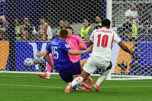 Jude Bellingham of England scores a goal during the FIFA World Cup, WM, Weltmeisterschaft, Fussball 2026 match between England and Croatia at AT&T Stadium, Dallas, USA on 17 June 2026. Copyright: xPeterxDovganx 45080049