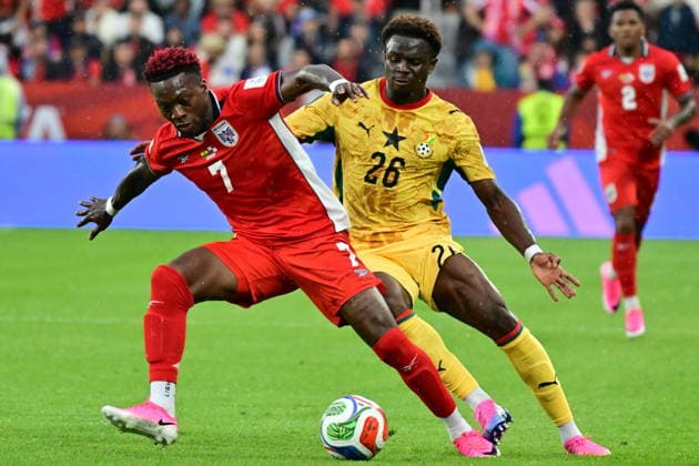 FIFA World Cup, WM, Weltmeisterschaft, Fussball 2026 - Group L - Ghana vs Panama Jose Luis Rodriguez of Panama (L) in action against Marvin Senaya of Ghana (R) during the FIFA World Cup 2026 group stage match Ghana against Panama, in Toronto, Canada, 17 June 2026. TORONTO Canada  Copyright: xEDUARDOxLIMAx