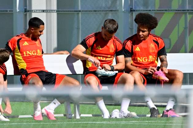 Belgian national football team - FIFA World Cup, WM, Weltmeisterschaft, Fussball 2026 - media activities 17 06 2026 RENTON, UNITED STATES OF AMERICA - JUNE 17 : Tielemans Youri midfielder of Belgium, Raskin Nicolas midfielder of Belgium and Witsel Axel midfielder of Belgium pictured during a training session of the Belgian national football team during the FIFA World Cup 2026 on June 17, 2026 in Renton, United States of America, 17 06 2026 Renton United States of America  Copyright: xJanxDexMeuleneirx