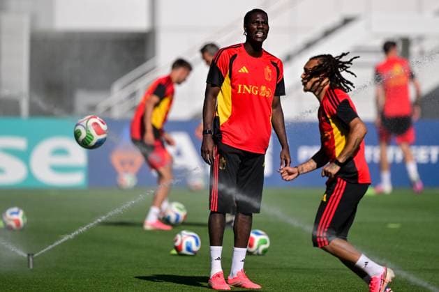 Belgium s Amadou Onana pictured during a training of Belgian national soccer team Red Devils, at the basecamp in Seattle, USA on Wednesday 17 June 2026, at the FIFA World Cup, WM, Weltmeisterschaft, Fussball 2026. DIRKxWAEM  x177978939x