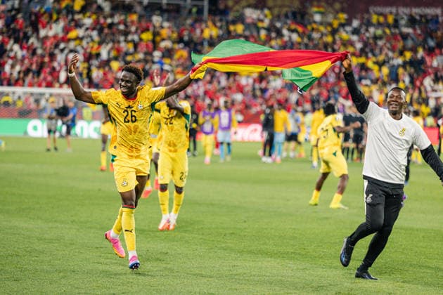 Marvin Senaya of Ghana celebrates the victory of their team during the FIFA World Cup, WM, Weltmeisterschaft, Fussball game between Ghana and Panama at Toronto Stadium on June 17, 2026 in Toronto, Ontario, Canada  Copyright: xCurtisxWongx xSPPx Sportspressphoto_SPR169431