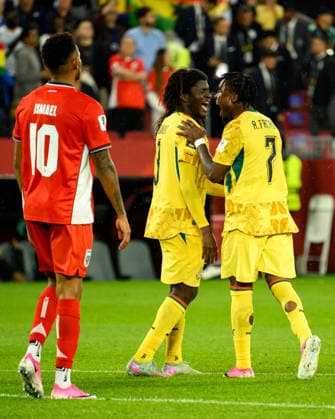 June 17, 2026, Toronto, Ontario, Canada: Toronto, Ontario, Canada Ã¢â‚¬ June 17, 2026: Ghana s CALEB YIRENKYI (3) celebrates with teammate ABDUL FATAWU (7) after Ghana s 1Ã¢â‚¬0 victory over Panama in the FIFA World Cup, WM, Weltmeisterschaft, Fussball 2026 Group L match at Toronto Stadium. Toronto Canada - ZUMAr228 20260617_znp_r228_001 Copyright: xVasiliyxRyabykhx