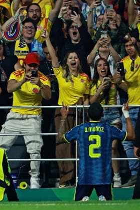 June 17, 2026, Mexico City, Mexico City, Mexico: DANIEL MUNOZ of Colombia celebrates after scoring the first goal of his team during the match between Uzbekistan and Colombia for the 1st round of the group K of the FIFA World Cup, WM, Weltmeisterschaft, Fussball 2026, at Mexico City Stadium, in Mexico City. World Cup 2026: Group K: Uzbekistan Vs Colombia  - ZUMAh208 20260617_zsp_h208_011 Copyright: xHeulerxAndreyx
