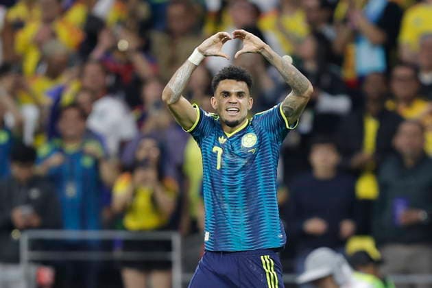 FIFA World Cup, WM, Weltmeisterschaft, Fussball 2026 - Group K - Uzbekistan vs Colombia Luis Diaz of Colombia celebrates scoring a goal during the 2026 FIFA World Cup Group K match between Uzbekistan and Colombia at Azteca Stadium in Mexico City, Mexico, 17 June 2026. Mexico City Mexico  Copyright: xISAACxESQUIVELx