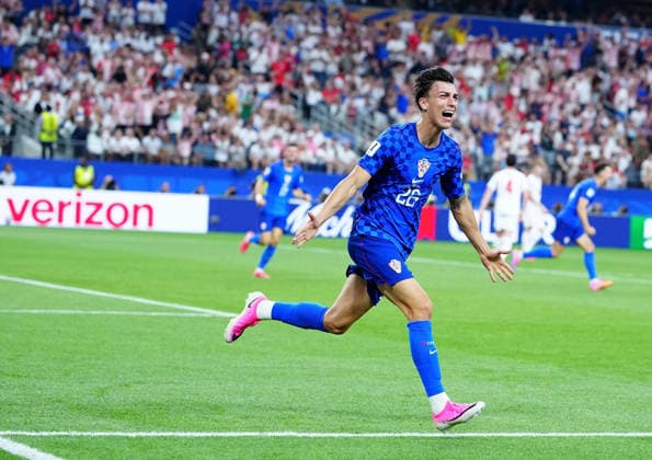 (260618) -- DALLAS, June 18, 2026 -- Petar Musa of Croatia celebrates his goal during the group L match between England and Croatia at the 2026 FIFA World Cup, WM, Weltmeisterschaft, Fussball at the Dallas Stadium in Dallas, the United States, on June 17, 2026. ) (SP)U.S.-DALLAS-FOOTBALL-FIFA WORLD CUP-GROUP L-ENG VS CRO JiaxHaocheng 