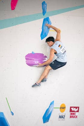 June 17, 2026 Climbing Bouldering World Climbing Series Innsbruck 2026 Mens Qualifying Round Lucas Trandafir GER Innsbruck Climbing Center Innsbruck Austria,detected_source_language