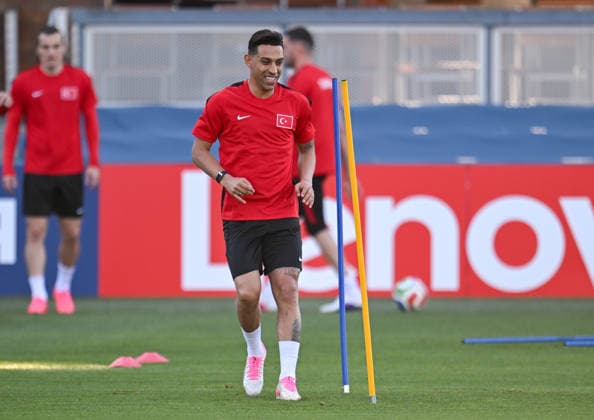 Turkish national football team holds 1st training session in US city of San Jose SAN JOSE, CALIFORNIA - JUNE 17: Irfan Can Kahveci of the Turkish national football team attends the training session in San Jose, California on June 17, 2026. Turkiye to face Paraguay on June 19 in their 2nd 2026 FIFA World Cup, WM, Weltmeisterschaft, Fussball match. Tayfun Coskun Anadolu California United States. Editorial use only. Please get in touch for any other usage.  Copyright: x2026xAnadoluxTayfunxCoskunx