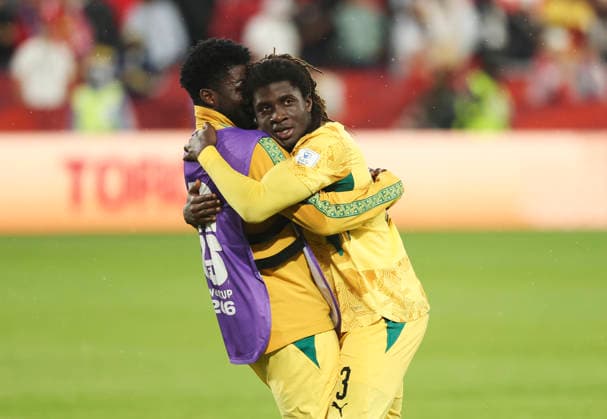 (260618) -- TORONTO, June 18, 2026 -- Caleb Yirenkyi (R) of Ghana reacts after the group L match between Ghana and Panama at the 2026 FIFA World Cup, WM, Weltmeisterschaft, Fussball at Toronto Stadium in Toronto, Canada, on June 17, 2026. (Photo by Xinhua) (SP)CANADA-TORONTO-FOOTBALL-FIFA WORLD CUP-GROUP L-GHA VS PAN ZouxZheng 