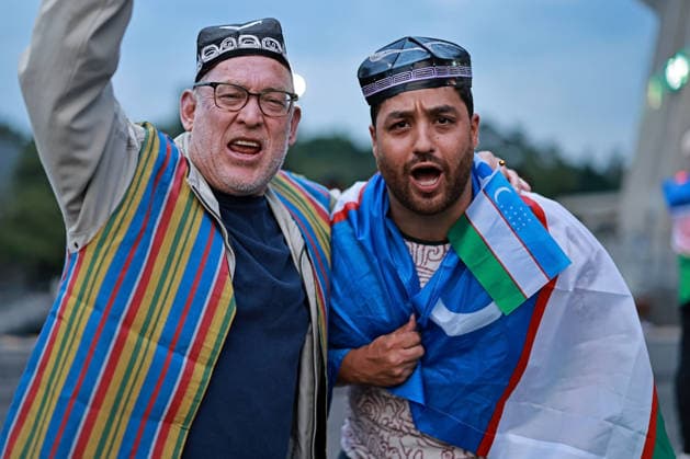 June 17, 2026, Mexico City, Mexico City, Mexico: Uzbekistan Fans poses for photo prior the match between Uzbekistan and Colombia for the 1st round of the group K of the FIFA World Cup, WM, Weltmeisterschaft, Fussball 2026, at Mexico City Stadium, in Mexico City, Mexico on June 17, 2026. Photo: DiaEsportivo Mexico City Mexico - ZUMAh208 20260617_zsp_h208_058 Copyright: xHeulerxAndreyx