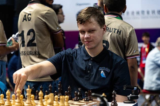 June 18, 2026, Hong Kong, Hong Kong, China: Chess Grandmaster VLADISLAV ARTEMIEV (RUS) fixes his chess pieces before a Rapid match at the 2026 FIDE World Team Rapid and Blitz Chess Championship in Hong Kong. Hong Kong China - ZUMAm298 0859448793st Copyright: xJamesxModestox