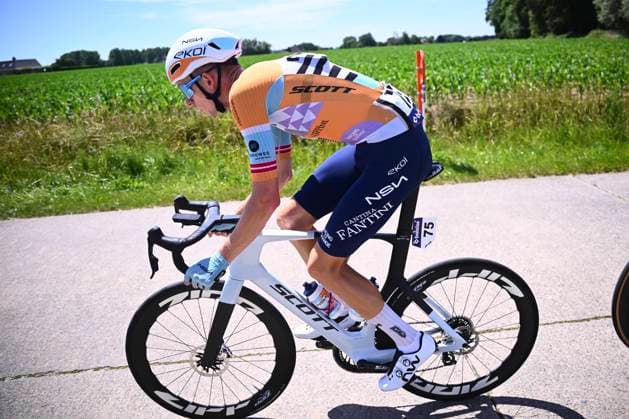 Baloise Belgium Tour 2026 Stage 2 KNOKKE-HEIST, BELGIUM - JUNE 18 : Neilands Krists (LAT) of NSN Cycling Team during stage 2 of the 95th edition of Baloise Tour of Belgium an UCI ProSeries 2.Pro cycling road race stage for Men Elite of 197.6 km with start in Merelbeke-Melle and finish in Knokke-Heist on June 18, 2026 in Knokke-Heist, Belgium, 18 06 2026 ( Motordriver Stephan Boone - Knokke-Heist Belgium  Copyright: xx