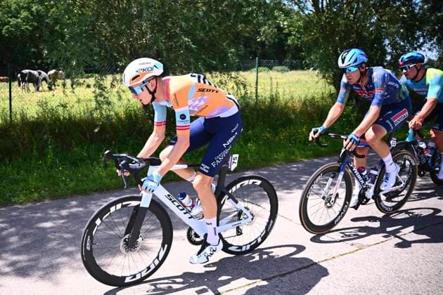 Baloise Belgium Tour 2026 Stage 2 KNOKKE-HEIST, BELGIUM - JUNE 18 : Neilands Krists (LAT) of NSN Cycling Team during stage 2 of the 95th edition of Baloise Tour of Belgium an UCI ProSeries 2.Pro cycling road race stage for Men Elite of 197.6 km with start in Merelbeke-Melle and finish in Knokke-Heist on June 18, 2026 in Knokke-Heist, Belgium, 18 06 2026 ( Motordriver Stephan Boone - Knokke-Heist Belgium  Copyright: xGvgx