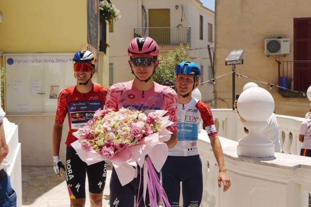 Belgium s Jasper Schoofs of Soudal Quick-Step Devo Team pink jersey during Stage 5 of the Giro Next Generation from Bacoli to Bacoli Italy, June 18, 2026(Photo Fabio Ferrari LaPresse)  Copyright: xFabioxFerrarix LaPressex