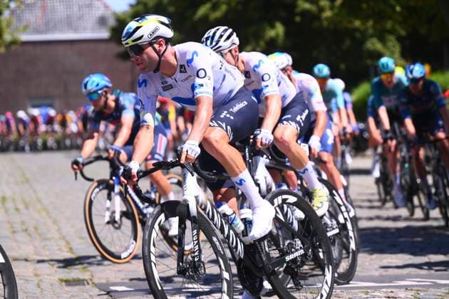 Baloise Belgium Tour 2026 Stage 2 KNOKKE-HEIST, BELGIUM - JUNE 18 : rider of team Movistar Team during stage 2 of the 95th edition of Baloise Tour of Belgium an UCI ProSeries 2.Pro cycling road race stage for Men Elite of 197.6 km with start in Merelbeke-Melle and finish in Knokke-Heist on June 18, 2026 in Knokke-Heist, Belgium, 18 06 2026 ( Motordriver Stephan Boone - Knokke-Heist Belgium  Copyright: xGvgx