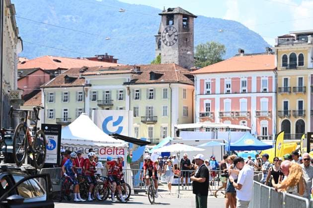 Tour de Suisse 2026 Stage 2 LOCARNO, SWITZERLAND - JUNE 18 : Beullens Cedric (BEL) of Lotto Intermarche, Grignard Sebastien (BEL) of Lotto Intermarche, Orn-Kristoff Felix (NOR) of Lotto Intermarche during stage 2 of the 89th edition of Tour de Suisse an UCI World Tour 2.UWT cycling road race stage for Men Elite of 157.7 km with start in Locarno and finish in Locarno on June 18, 2026 in Locarno, Switzerland, 18 06 2026 ( Motordriver Guy De Vuyst - Locarno Switzerland  Copyright: xVincentxKalutx