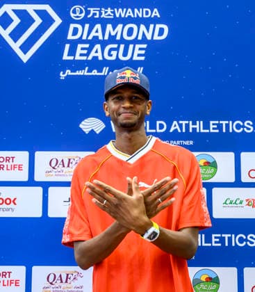 Doha Diamond League 2026 press conference, PK, Pressekonferenz Qatari high jumper, Mutaz Essa Barshim, attends a press conference ahead of the Doha Diamond League 2026 - Mazzraty athletics Meeting in Doha, Qatar, June 18, 2026. The event will be held on June 19. DOHA Qatar Copyright: xNOUSHADx