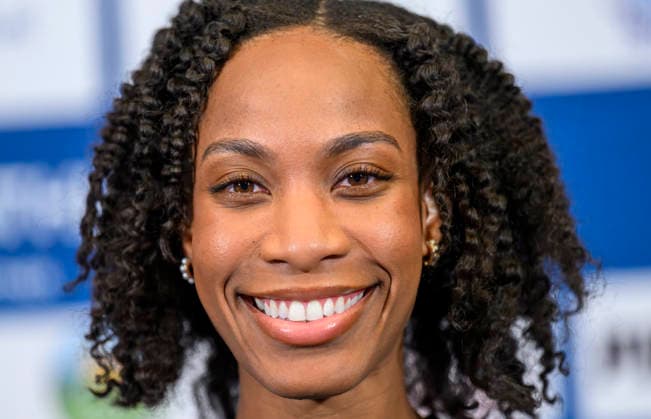 Doha Diamond League 2026 press conference, PK, Pressekonferenz Dominican triple jumper Thea LaFond, attends a press conference ahead of the Doha Diamond League 2026 - Mazzraty athletics Meeting in Doha, Qatar, June 18, 2026. The event will be held on June 19. DOHA Qatar Copyright: xNOUSHADx