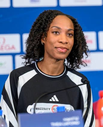 Doha Diamond League 2026 press conference, PK, Pressekonferenz Dominican triple jumper Thea LaFond, attends a press conference ahead of the Doha Diamond League 2026 - Mazzraty athletics Meeting in Doha, Qatar, June 18, 2026. The event will be held on June 19. DOHA Qatar Copyright: xNOUSHADx