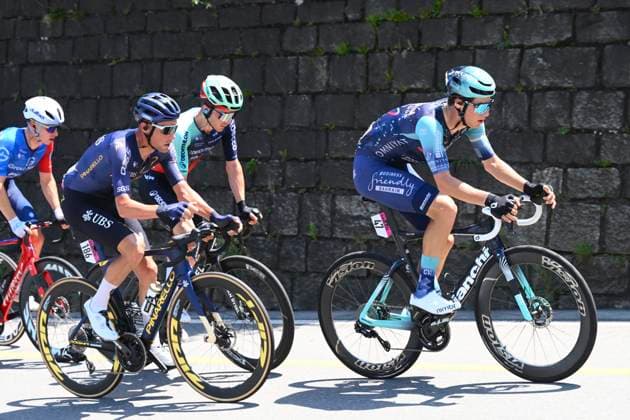 Tour de Suisse 2026 Stage 2 LOCARNO, SWITZERLAND - JUNE 18 : Meurisse Xandro (BEL) of Pinarello Q36.5 Pro Cycling Team, Valter Attila (HUN) of Bahrain - Victorious during stage 2 of the 89th edition of Tour de Suisse an UCI World Tour 2.UWT cycling road race stage for Men Elite of 157.7 km with start in Locarno and finish in Locarno on June 18, 2026 in Locarno, Switzerland, 18 06 2026 ( Motordriver Guy De Vuyst - Locarno Switzerland  Copyright: xVincentxKalutx