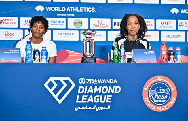 Doha Diamond League 2026 press conference, PK, Pressekonferenz Dominican sprinter Marileidy Paulino and Dominican triple jumper Thea LaFond, attend a press conference ahead of the Doha Diamond League 2026 - Mazzraty athletics Meeting in Doha, Qatar, June 18, 2026. The event will be held on June 19. DOHA Qatar Copyright: xNOUSHADx