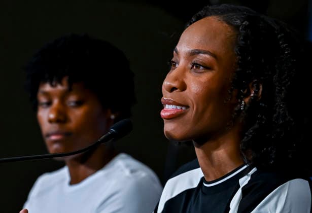 Doha Diamond League 2026 press conference, PK, Pressekonferenz Dominican triple jumper Thea LaFond, attends a press conference ahead of the Doha Diamond League 2026 - Mazzraty athletics Meeting in Doha, Qatar, June 18, 2026. The event will be held on June 19. DOHA Qatar Copyright: xNOUSHADx