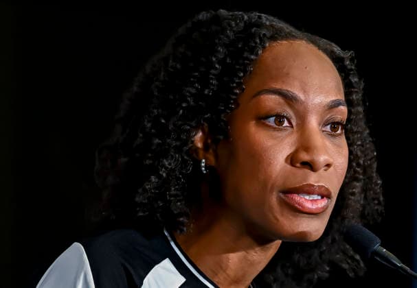 Doha Diamond League 2026 press conference, PK, Pressekonferenz Dominican triple jumper Thea LaFond, attends a press conference ahead of the Doha Diamond League 2026 - Mazzraty athletics Meeting in Doha, Qatar, June 18, 2026. The event will be held on June 19. DOHA Qatar Copyright: xNOUSHADx
