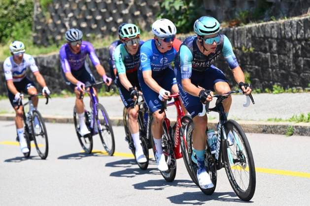 Tour de Suisse 2026 Stage 2 LOCARNO, SWITZERLAND - JUNE 18 : Segaert Alec (BEL) of Bahrain - Victorious, Gregoire Romain (FRA) of Groupama - FDJ United during stage 2 of the 89th edition of Tour de Suisse an UCI World Tour 2.UWT cycling road race stage for Men Elite of 157.7 km with start in Locarno and finish in Locarno on June 18, 2026 in Locarno, Switzerland, 18 06 2026 ( Motordriver Guy De Vuyst - Locarno Switzerland  Copyright: xVincentxKalutx