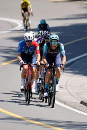 June 18, 2026, Locarno, Locarno, Tour de Suisse 2026 Stage 2 Locarno Locarno Romain Grégoire 55 FRA Groupama FDJ United WT, Xandro Meurisse 186 BEL Pinarello Q36 5 Pro Cycling Team PRT, Attila Valter 47 HUN Bahrain Victorious WT, Patrick Gamper 135 AUT Team Jayco AlUla WT, Orluis Aular Sanabria 94 VEN Movistar Team WT, Paul Lapeira 24 FRA Decathlon CMA CGM Team WT attacking and leaving the other riders behind Locarno, Ticino, Switzerland,detected_source_language Copyright: xJustPictures.ch FrancescoxMinghettix jp-en-FrMi-_NG_1041