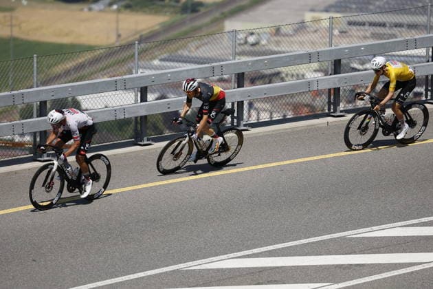June 18, 2026, Locarno, Locarno, Tour de Suisse 2026 Stage 2 Locarno Locarno Domen Novack 5 SLO UAE Team Emirates WRG WT, Tim Wellens 2 BEL UAE Team Emirates WRG WT, and Tadej Pogacar 1 SLO UAE Team Emirates WRG WT Locarno, Locarno, Ticino, Switzerland,detected_source_language Copyright: xJustPictures.ch FrancescoxMinghettix jp-en-FrMi-_NG_1192