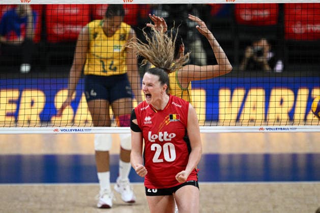 Belgium v Brazil - 2026 FIVB Volleyball Nations League ANKARA, TURKIYE - JUNE 18: Britt Fransen (20) of Belgium celebrates after a point during the 2026 FIVB Volleyball Nations League Week 2 match between Belgium and Brazil at Ankara Sports Hall on June 18, 2026, in Ankara, Turkiye. Akin Celiktas Anadolu Ankara Turkey. Editorial use only. Please get in touch for any other usage.  Copyright: x2026xAnadoluxAkinxCeliktasx