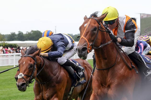 June 18, 2026, Ascot, Windsor, GBR Nola Soul, on the nearside with Seamus Heffernan aboard, wins the Chesham Stakes at Ascot Racecourse Horse, Jockey, Nola Soul, Heffernan, Victory, Finish, Finish Line 260618D536ROYAL ASCOT JPG,detected_source_language