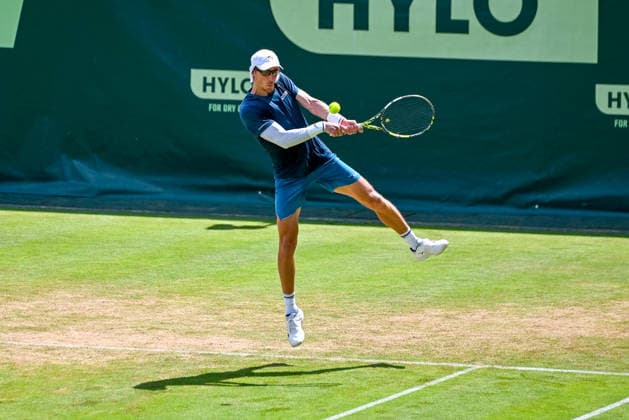 Marc Polmans (AUS) hits a backhand at the TERRA WORTMANN Open 2026, Tennis, ATP, Mens 500, Tournament, Main Draw, June 18, 2026, TERRA WORTMANN Open 2026, Tennis, ATP, Mens 500, Tournament, Main Draw, June 18, 2026, Indoor,detected_source_language Copyright: xEibner-Pressefoto RobertxGertzenx EP_RGN