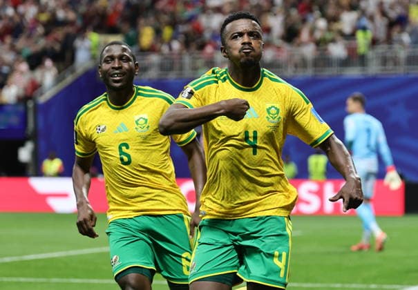 FIFA World Cup, WM, Weltmeisterschaft, Fussball 2026 - Group A - Czechia vs South Africa Teboho Mokoena of South Africa celebrates scoring the 1-1 equalizing goal during the FIFA World Cup 2026 group stage match Czechia against South Africa, in Atlanta, USA, 18 June 2026. ATLANTA United States  Copyright: xRONALDxWITTEKx