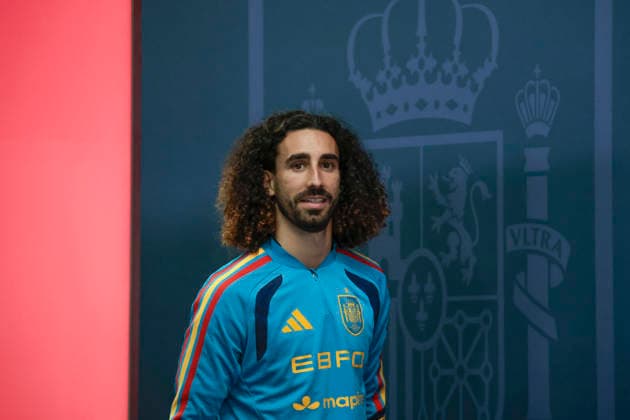 Spain s defender Marc Cucurella reacts during a press conference, PK, Pressekonferenz after a team s training session in Chattanooga, USA, 18 June 2026. Spain s press conference !ACHTUNG: NUR REDAKTIONELLE NUTZUNG!  Copyright: xLavandeiraxjrx GRAF972 20260618-55020638805_1