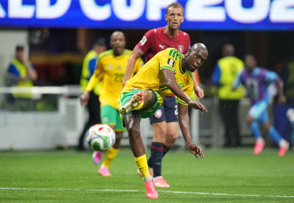 Evidence Makgopa of South Africa takes a shot on goal during the match between Chezia and South Africa in Group A of the 2026 FIFA World Cup at Atlanta Stadium in Atlanta, United States, on June 18, 2026. Photo by DeFodi Images (Thor Wegner),detected_source_language