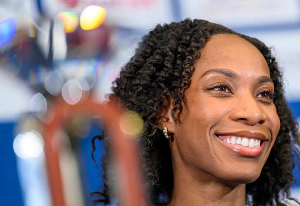 June 18, 2026, Doha, Qatar: Dominican triple jumper Thea LaFond attends a press conference, PK, Pressekonferenz ahead of the Doha Diamond League athletics meeting in Doha. The Doha Diamond League meeting is scheduled to take place on June 19, 2026. Doha Qatar - ZUMAs197 20260618_aaa_s197_066 Copyright: xNoushadxVariyattiyakkalx