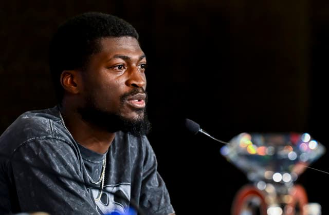 June 18, 2026, Doha, Qatar: American hurdler Cordell Tinch attends a press conference, PK, Pressekonferenz ahead of the Doha Diamond League athletics meeting in Doha. The Doha Diamond League meeting is scheduled to take place on June 19, 2026. Doha Diamond League 2026 Press Conference In Doha - 18 Jun 2026  - ZUMAs197 20260618_aaa_s197_067 Copyright: xNoushadxVariyattiyakkalx