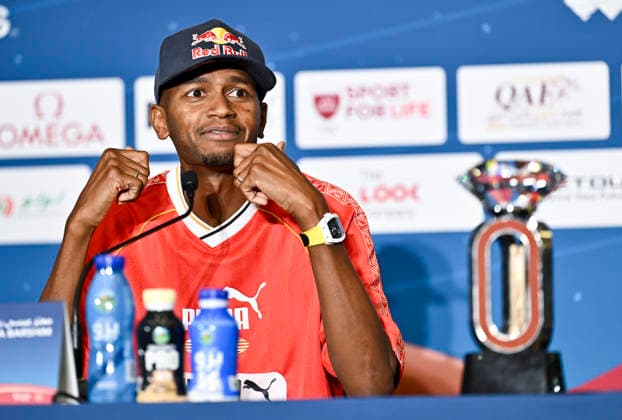 June 18, 2026, Doha, Qatar: Qatari high jumper Mutaz Barshim, attends a press conference, PK, Pressekonferenz ahead of the Doha Diamond League athletics meeting in Doha. The Doha Diamond League meeting is scheduled to take place on June 19, 2026. Doha Qatar - ZUMAs197 20260618_aaa_s197_072 Copyright: xNoushadxVariyattiyakkalx