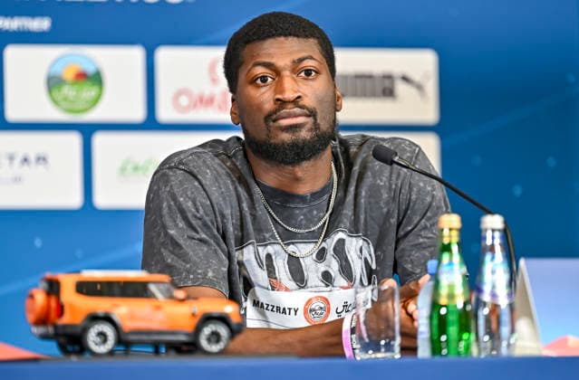 June 18, 2026, Doha, Qatar: American hurdler Cordell Tinch attends a press conference, PK, Pressekonferenz ahead of the Doha Diamond League athletics meeting in Doha. The Doha Diamond League meeting is scheduled to take place on June 19, 2026. Doha Qatar - ZUMAs197 20260618_aaa_s197_075 Copyright: xNoushadxVariyattiyakkalx