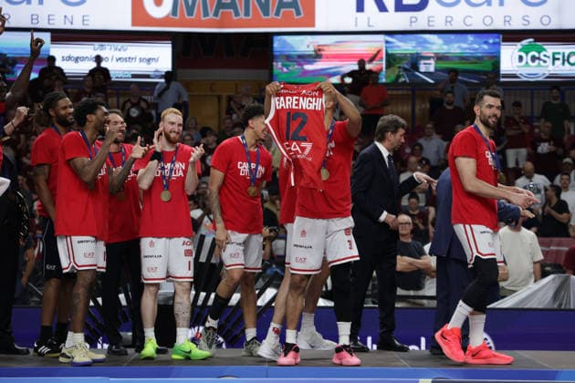 June 18, 2026, Venezia, Veneto, Italy: The celebration of EA7 Emporio Armani after winning the championship during Italian LBA basket final between Umana Reyer Venezia and EA7 Emporio Armani Milano at Taliercio on June 18th, 2026, Venezia, Italy. Venezia Italy - ZUMAr199 20260618_zsp_r199_051 Copyright: xMattiaxRadonix