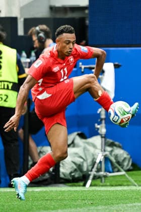 Dan Ndoye of Switzerland runs with the ball during a FIFA Men’s World Cup 2026 Group Stage football match between Switzerland and Bosnia and Herzegovina at Los Angeles Stadium, in Inglewood on June 18th 2026 (Photo by Nayra Halm SPP)  Copyright: xNayraxHalm SPPx Sportspressphoto_SPR170067