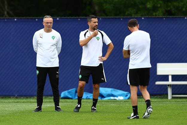 Mohamed Ouahbi head coach of Morocco Morocco Training, 2026 FIFA World Cup, WM, Weltmeisterschaft, Fussball Football, Revolution Training Centre, Foxborough, Massachusetts, USA - 18 Jun 2026Charlotte Atrium Health Performance Park United States of America EDITORIAL USE ONLY No use with unauthorised audio, video, data, fixture lists, club league logos or live services. Online in-match use limited to 120 images, no video emulation. No use in betting, games or single club league player publications.  Copyright: xMichaelxZemanek Shutterstockx 16934887c