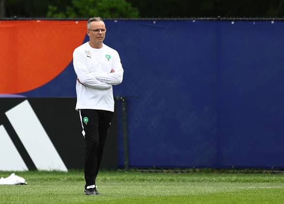 Mohamed Ouahbi head coach of Morocco Morocco Training, 2026 FIFA World Cup, WM, Weltmeisterschaft, Fussball Football, Revolution Training Centre, Foxborough, Massachusetts, USA - 18 Jun 2026Charlotte Atrium Health Performance Park United States of America EDITORIAL USE ONLY No use with unauthorised audio, video, data, fixture lists, club league logos or live services. Online in-match use limited to 120 images, no video emulation. No use in betting, games or single club league player publications.  Copyright: xMichaelxZemanek Shutterstockx 16934887r