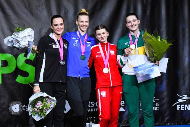 ESCRIME : Championnat d Europe Antony 2026 - 18 06 2026 Katrina Lehis (EST) Alexandra Ehler (GER) Eszter Muhari (HUN) Alicja Klasik (POL) AntonyFrance  Copyright: xBaptistexAutissierx